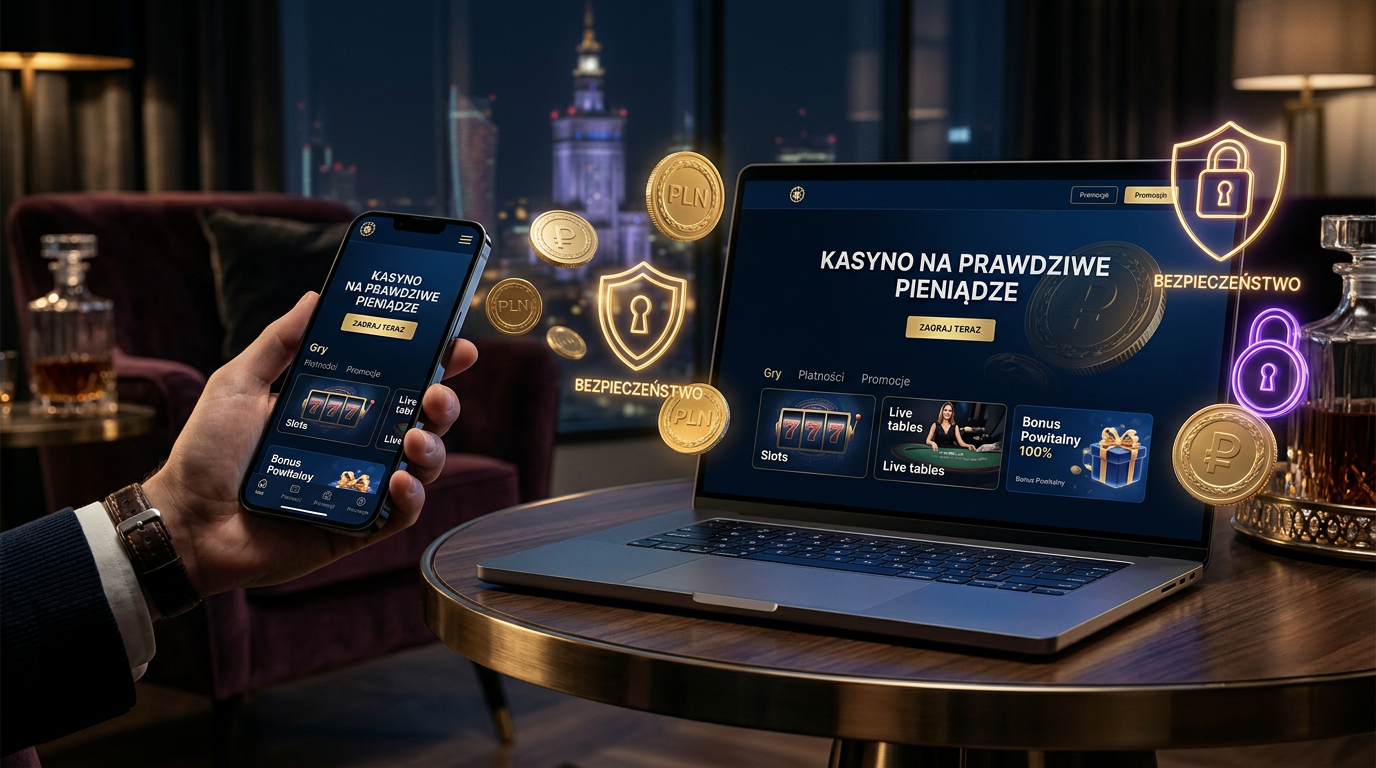 Luksusowy interfejs kasyna online na prawdziwe pieniądze z symbolami bezpieczeństwa